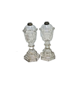 Pair Antique Glass Whale Oil Lamps 10.5&quot; - Diamond Heart Pattern - Pre-O... - €103,16 EUR