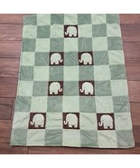 Amy Coe Limited Edition Elephant Baby Blanket Green Brown Security Lovey... - €42,74 EUR
