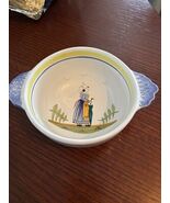 Vintage Quimper France Hand Painted Faience Dish Bowl Collectible Folk Art - $28.00