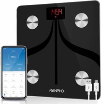 Renpho Body Fat Scale Weight Bathroom Smart Digital Bluetooth, 396 Lbs Black - £35.37 GBP