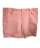 Lane Bryant Salmon Jean Shorts Size 26 Distressed Denim Bermuda Pink Orange - $33.72