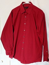 Van Heusen Studio Slim Fit Mens Dress Shirt Ls Dark Red Collar Button Down Top - £23.94 GBP