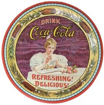 Tray Round Serving Coca Cola Metal Collectible #40202 Portrait Hilda Clark 1899  - £5.00 GBP