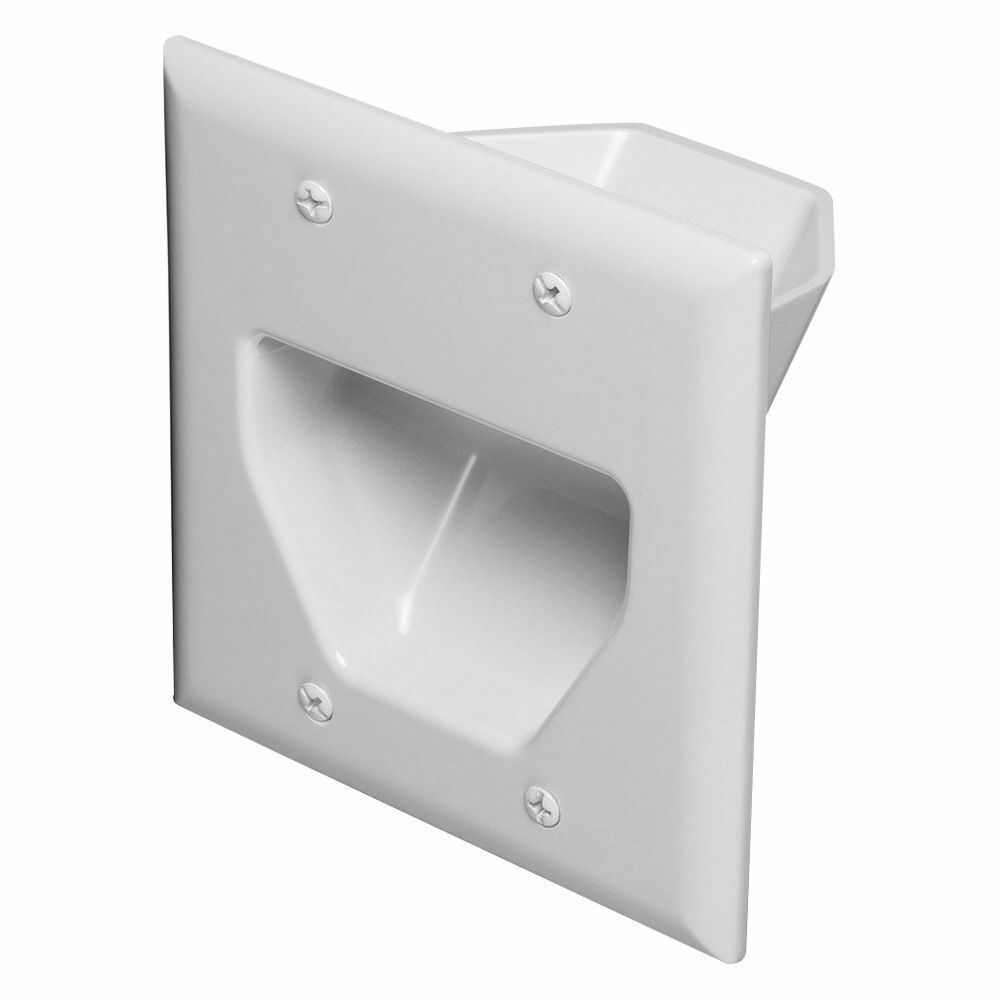 45-0002-WH DATACOMM ELECTRONICS 2-Gang Recessed Low Voltage Cable Plate- White! - $9.89