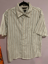 OAKLEY Button Down Shirt-Blue/Brown Monogram Stripes True Fit’ S/S Mens ... - $12.38