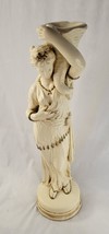 Vintage Large MARWAL Chalkware Lady Girl Vase Planter Statue CHIPPED 23&quot;... - £63.56 GBP