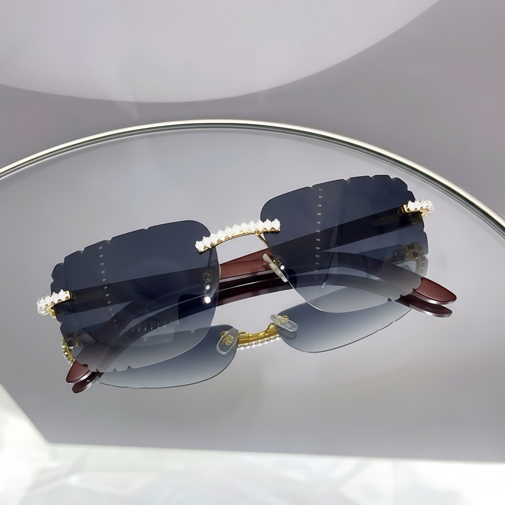 2025 Iced Out Diamond Rapper Sunglasses Men Women Luxury Fashion Square Shades Item image 3