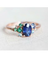 2Ct Oval Cut Blue Sapphire 14K Rose Gold Over Engagement Wedding Vintage... - €71,46 EUR