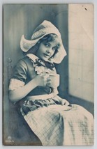RPPC Darling Dutch Girl with Tea Cup Postcard H24 - £5.64 GBP