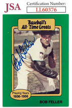 Bob Feller signed 1987 Hygrade Baseball&#39;s All-Time Greats Card- JSA #LL60376 (Cl - £23.80 GBP