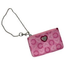 Coach wallet Pink Heart ID Case chain Wristlet coin purse - £31.58 GBP