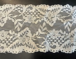 4 Yards White Stretch Lace  Double Scalloped 3.75” - $4.99