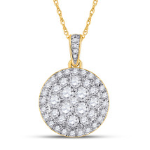 14kt Yellow Gold Womens Round Diamond Cluster Pendant 1 Cttw - £1,278.31 GBP