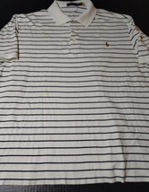 Polo Ralph Lauren White Blue Stripe Classic Fit Knit Oxford Mens Shirt Large - $24.30