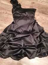 Ruby Rox Size 3 Bubble Hem Layer Dress Black 1 Shoulder Rosette Corset S... - £36.96 GBP