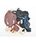 Vintage Switch Plate Dogs Playing Theme Wall Plate Hand Painted Figi Decor - $479.94 MXN