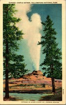 Castle Geyser Yellowstone National Park, Wyoming WY Haynes Linen Postcard T12 - £5.37 GBP