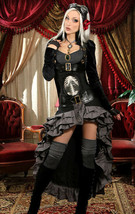 Black Velvet Openbust Gothic Victorian Steampunk Officer Crop Jacket Tai... - $96.41