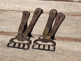 Antique The Climax Leather Suspenders Snaps Clasps c.1910&#39;s - 20s VTG Clothing - £23.32 GBP