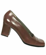 Yves Saint Laurent Womens Brown Leather Block Pump Shoes Size 8.5 N - $86.63