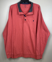 Izod Saltwater Sweater Men&#39;s 2XL Light Red Henley Pullover Classic Relaxed Fit - £10.97 GBP