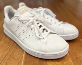 Adidas Cloudfoam Running Men’s Sneaker Shoes HWI 28Y001 White &amp; Gold 9.5... - £46.54 GBP
