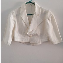 2WN Linen Blend Cropped 1/2 Sleeve Blazer Off White XS $225 - $1,417.21 MXN