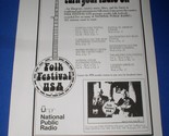 Folk Festival USA Pickin&#39; Magazine Photo Clipping Vintage January 1976 N... - $14.99