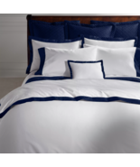 Ralph Lauren 100% Organic Cotton Sateen Border King Duvet Cover Polo Nav... - $117.81