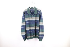 Vintage 90s Streetwear Mens XL Faded Striped Color Block Collared Pullover Polo - £39.52 GBP