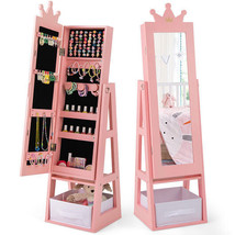 Free-Standing Full Length Kids Jewelry Armoire Cabinet with Storage Capa... - £125.40 GBP