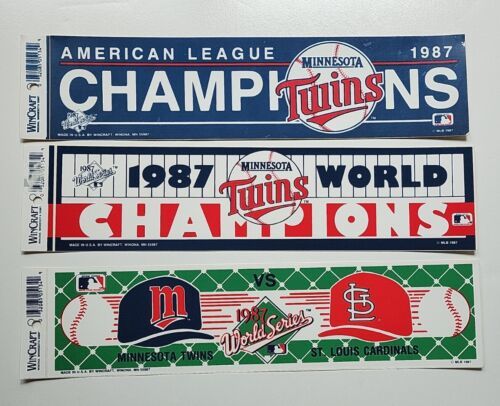 1987 World Series - Minnesota Twins Bumper Sticker Lot of 3 - Wincraft - $13.85