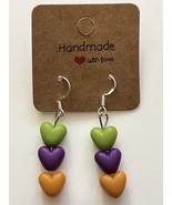 EARRINGS - 3 X MULTICOLOURED HEARTS - £5.26 GBP