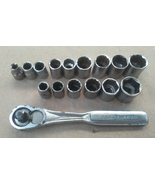 Craftsman 3/8&quot; Drive Ratchet and Regular Sockets Mixed Lot Vintage - 16 Pcs - £36.37 GBP