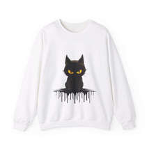 Mysterious Black Cat Crewneck Sweatshirt with Striking Design - £38.25 GBP