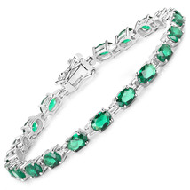 Created Emerald .925 Sterling Silver Bracelet - £129.10 GBP