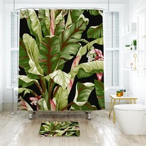 Banana Leaf Pattern 05 Shower Curtain Bath Mat Bathroom Waterproof Decorative Ba - £18.37 GBP+