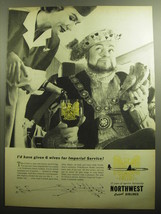 1958 Northwest Orient Airlines Ad - I&#39;d have given 6 wives for Imperial service - £14.81 GBP