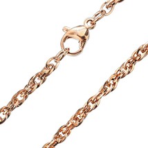 Rose Gold Twisted Cable Chain Stainless Steel 2.5mm 20-inch Necklace - £11.98 GBP