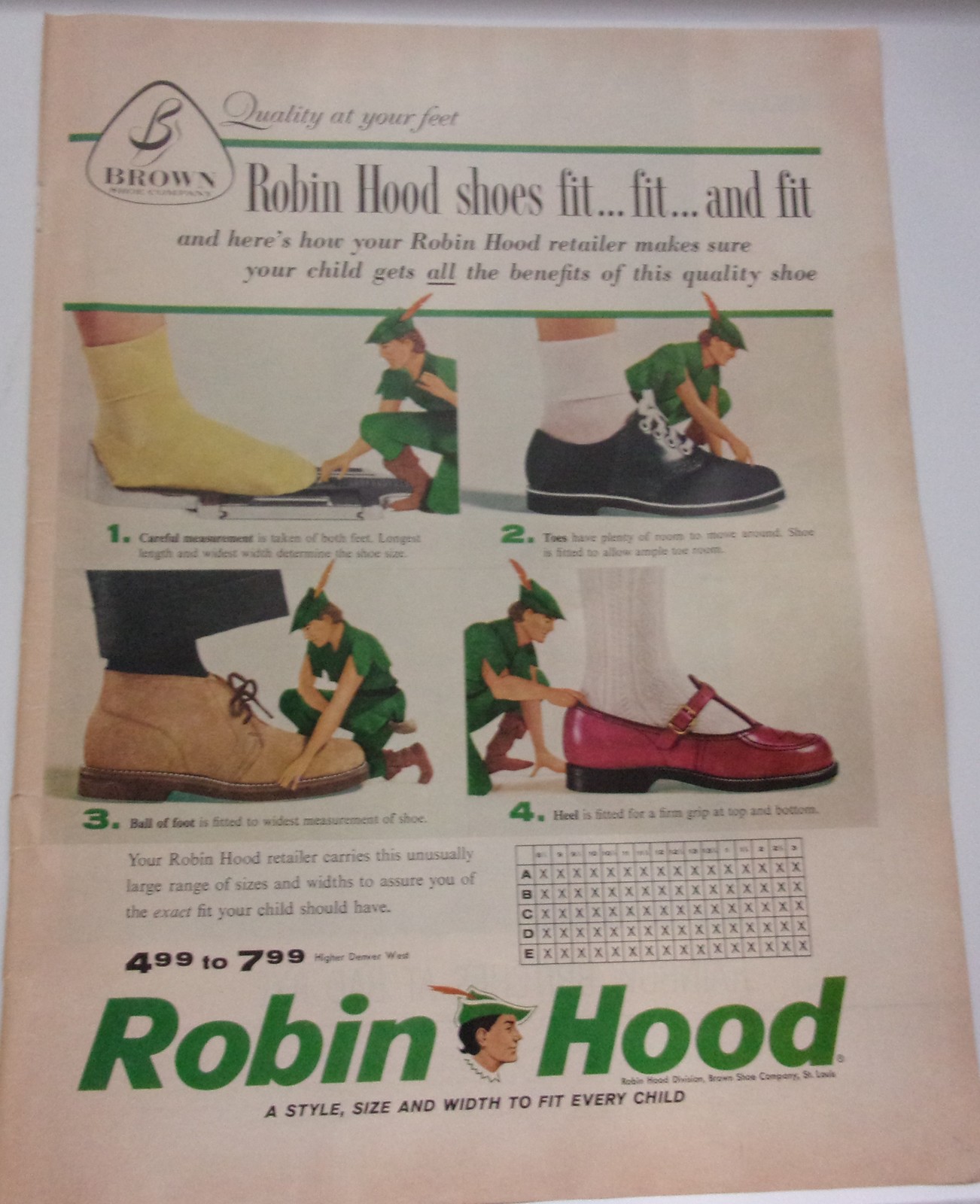Robin Hood Children’s Shoes Magazine Print Ad 1959 - $5.99
