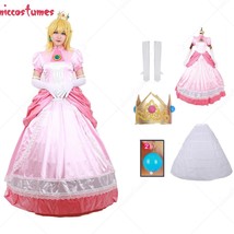 Adult Princess Cosplay Costume Women Cosplay Pink Dress Gloves Earrings Crown Pe - £145.14 GBP
