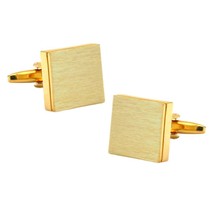 Brushed Metal Cufflinks Classic Design Square Gold Plate New W Gift Bag - £9.40 GBP
