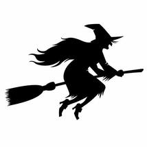 Witch on a Broom Halloween Themed Decal - 5.5&quot; wide - £4.81 GBP
