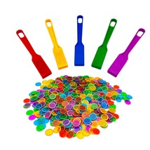Magnetic Bingo Wand With Chips,5-Pack&amp; 500 Metal Chips, 5 Color Metal Chips-For  - £34.36 GBP