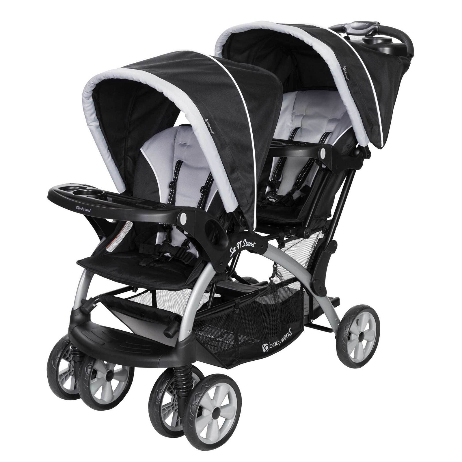Sit N' Stand Easy Fold Travel Toddler & Baby Double Stroller, Stormy