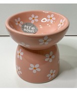Ceramic Pink Bowl With Flowers Pet Bowl Eccolo Pets Small Dog Cat Bowls NEW - $17.77