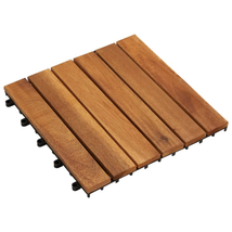 10 Pcs Acacia Decking Tiles 30 X 30 Cm Vertical Pattern Wooden Wood - £39.90 GBP