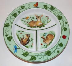 Lovely Lynn Chase Designs Porcelain Forest Friends 8 5/8&quot; Child&#39;s Divided Plate - £34.44 GBP