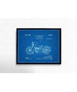 1928 Harley Motorcycle Patent - Blueprint Style - Art Print - 16&quot; tall x... - $494.19 MXN