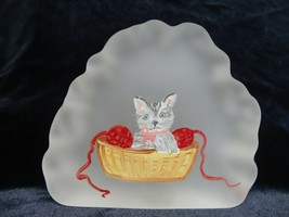 Mosser Glass Hand Painted Puppy in basket with Yarn Iceberg Paperweight - £33.47 GBP